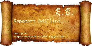 Rapaport Bálint névjegykártya